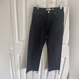RE/DONE High Rise Straight Leg Jean Black Size 27